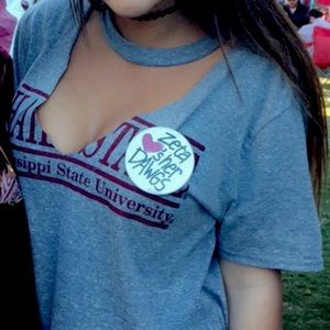 COLLEGE TEE - “Hail State” Gray Cut Out